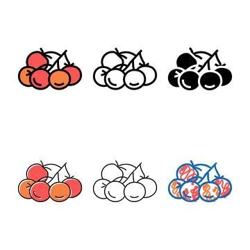 Bunch tomato color icon vector range Stock Illustration