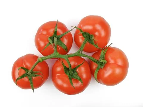 Bunch of tomatoes, top view, isolated on a white background Stock Photos