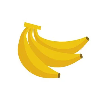 Bunch of tree ripe bananas. Vector flat illustration isolated on white. Stock Illustration