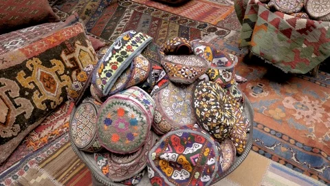Bunch of Turkish hats 스톡 동영상 90373675