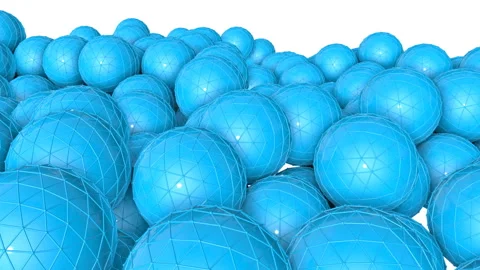 Bunch of turquoise three-dimensional spheres slowly moving. 3d render Stock Footage 102064187