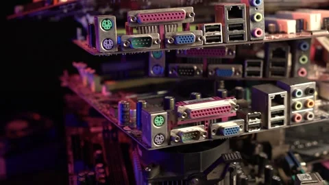 Bunch of Used Computer Mother Board Ready For Recycling, Close Up Stock Footage 328233665