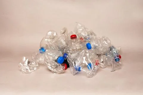 A bunch of used plastic bottles plastic waste management concept Foto stock