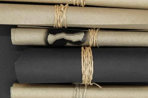 Bunch of various twisted scroll papers Stock Photos