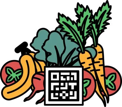 A bunch of vegetables and a QR code Stock-Illustration