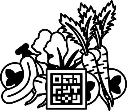 Bunch of vegetables and a QR code Stock-Illustration