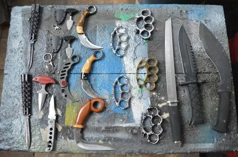 A bunch of weapons Stock Photos