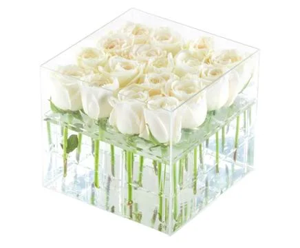 Bunch of white roses in container, with path Stock Photos