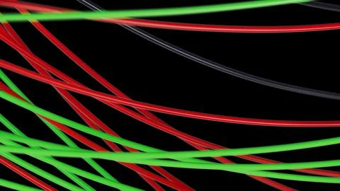 Bunch of wires on dark background. Network Ethernet connection concept 3d render Stock Illustration