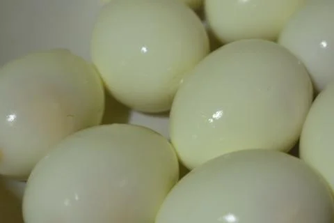 Bunches of boiled eggs in Easter day special in closeup view.A kitchen photog Stock Photos