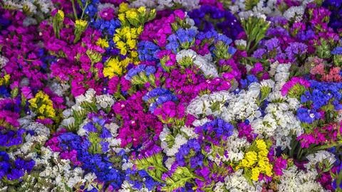 Bunches of colourful flowers making an abstract pattern image for a backgroun Foto stock