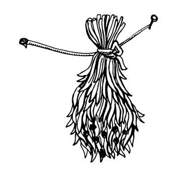 Bunches of drying herbs making magic, hand drawning for Halloween holiday cel Stock Illustration