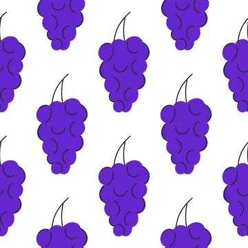 Bunches of purple grapes seamless pattern Stock Illustration