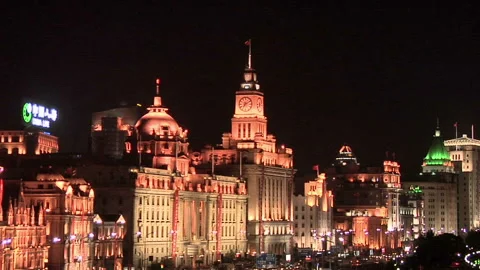 The Bund at Night, Looking North Video stock 327886172
