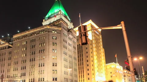 The Bund night with Traffic 1 time lapse 24 tilt Stock Footage 40426338