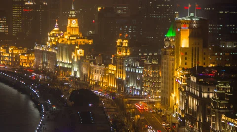 The bund time lapse at night Video stock 62452040