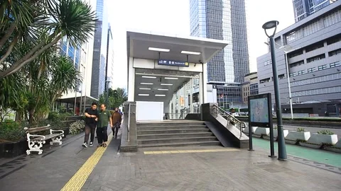 BUNDARAN HI MRT GATE, THAMRIN ROAD, JAKARTA, Stock Footage 239166077