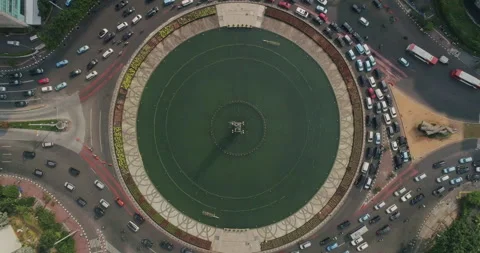 Bundaran HI roundabout Drone 2 Stock Footage 229550982