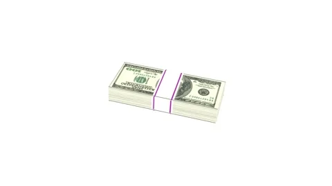 Bundle of 100 US Dollar note 3D rotate Stock Footage 306505380