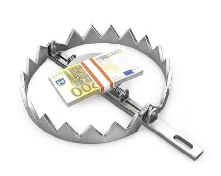 Bundle of 200 euro in a bear trap Stock Illustration