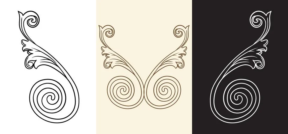 Bundle of 3 colors decorative design elements vector illustration 스톡 일러스트