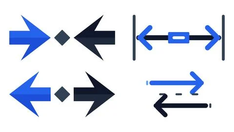 Bundle of 4 Flat Vector Transfer Resize Arrow Icons Set Scalable Graphic El.. Stock Illustration