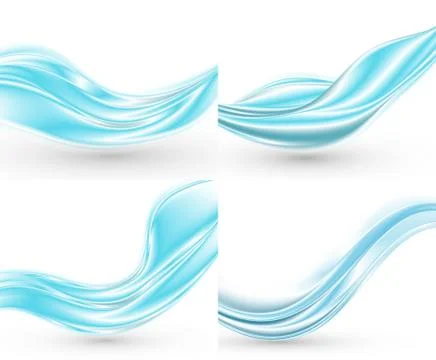 Bundle abstract blue waves backgrounds. Stock Illustration