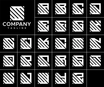 Bundle of abstract square W letter logo design vector. Simple WW W logo vector. Stock Illustration