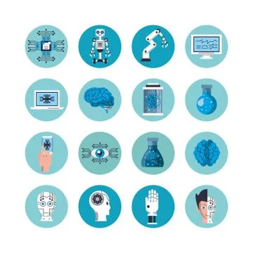 Bundle of artificial intelligence icons イラスト素材