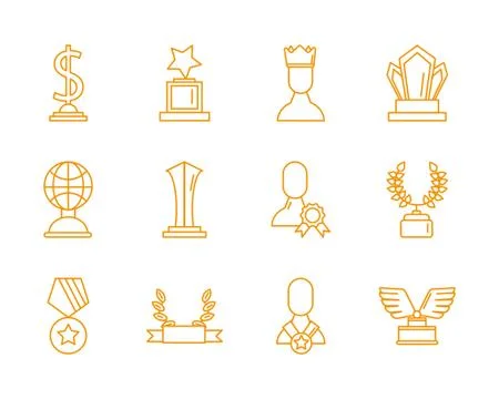 Bundle of awards set icons Illustrazione stock