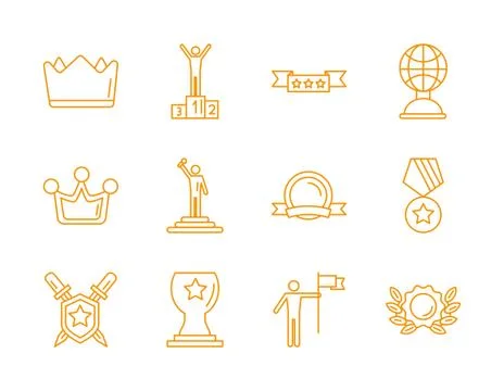 Bundle of awards set icons Illustrazione stock