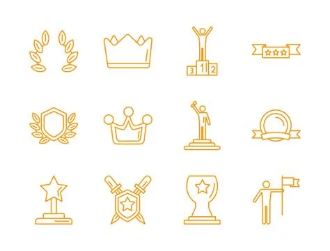 Bundle of awards set icons Stock Illustration