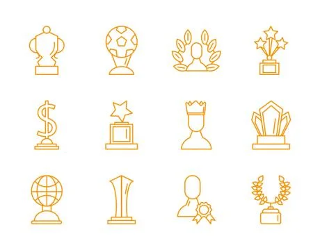 Bundle of awards set icons Stock Illustration