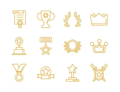 Bundle of awards set icons イラスト素材
