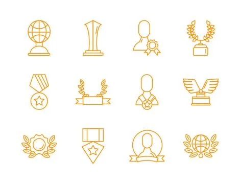 Bundle of awards set icons イラスト素材