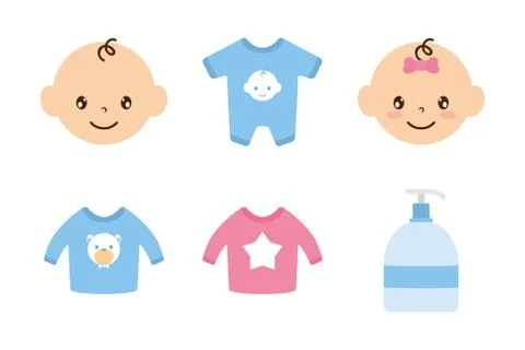 Bundle of baby set icons Stock Illustration