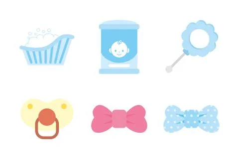 Bundle of baby set icons 库存插图