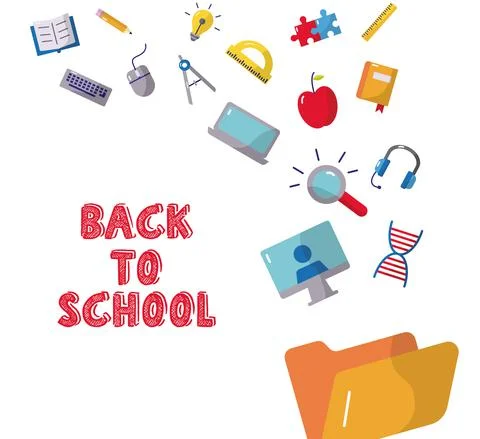 Bundle of back to school icons and lettering イラスト素材