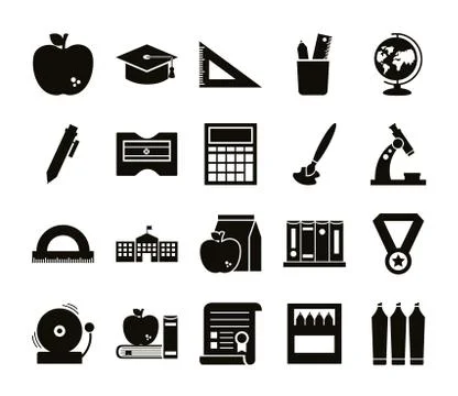 Bundle of back to school supplies Stock Illustration