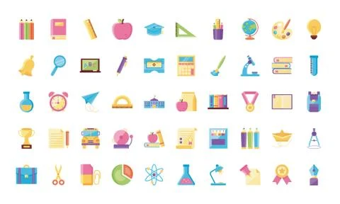 Bundle of back to school supplies Stock Illustration