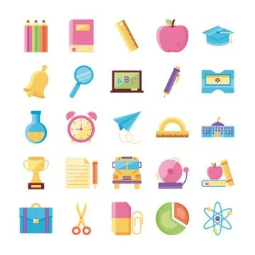 Bundle of back to school supplies Stock Illustration