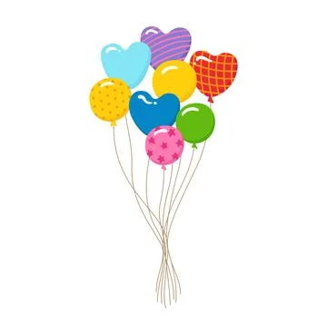 Bundle balloons vector illustration decorative cartoon bunch patterned various Stock Illustration