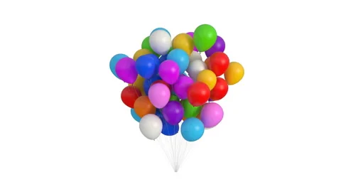 Bundle of Balloons on a White Background Stock Footage 142375928