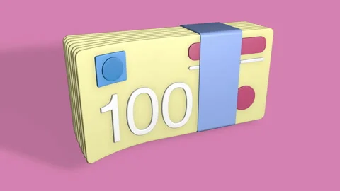A bundle of banknotes of 100, tied with a ribbon, slowly rotates in 3d spac.. Stock Footage 228389613