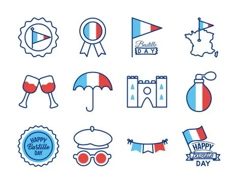 Bundle of bastille day icons Stock-Illustration