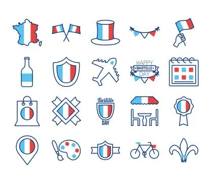 Bundle of bastille day icons Stock-Illustration
