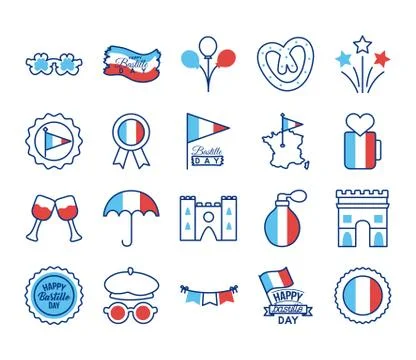 Bundle of bastille day icons 스톡 일러스트