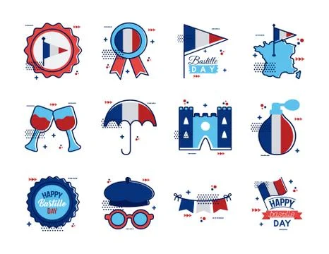 Bundle of bastille day icons Stock-Illustration