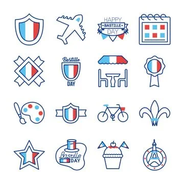 Bundle of bastille day icons Stock-Illustration