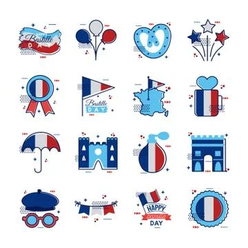 Bundle of bastille day icons Stock-Illustration